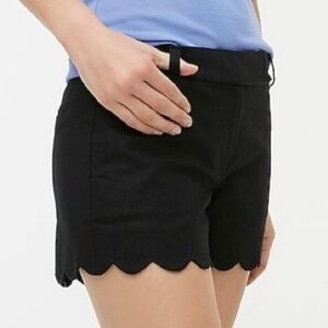 J Crew 4" Linen-Cotton Scalloped Hem Short‎ Black - Size 10